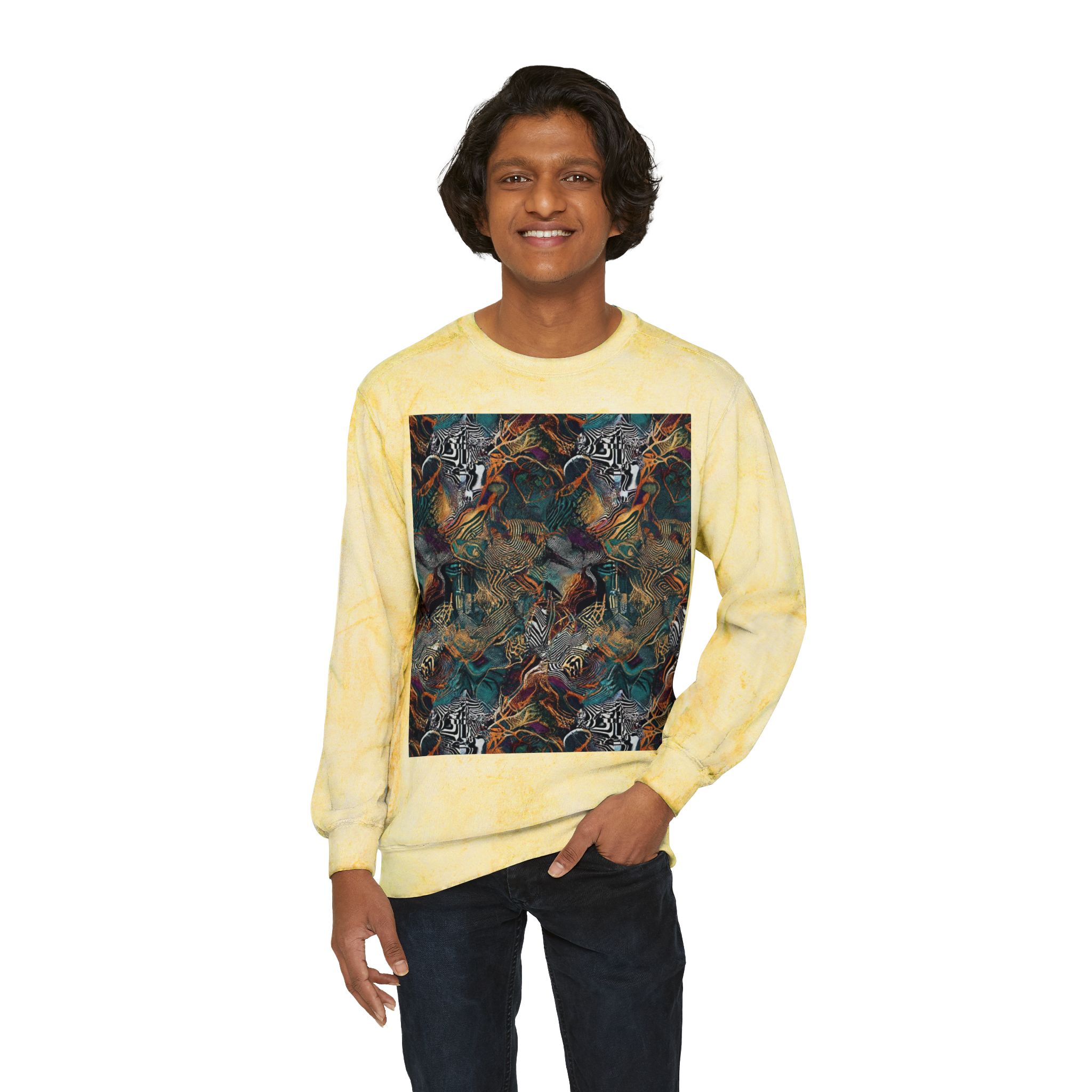 Marbled Abstract Crewneck Sweatshirt - Image 7