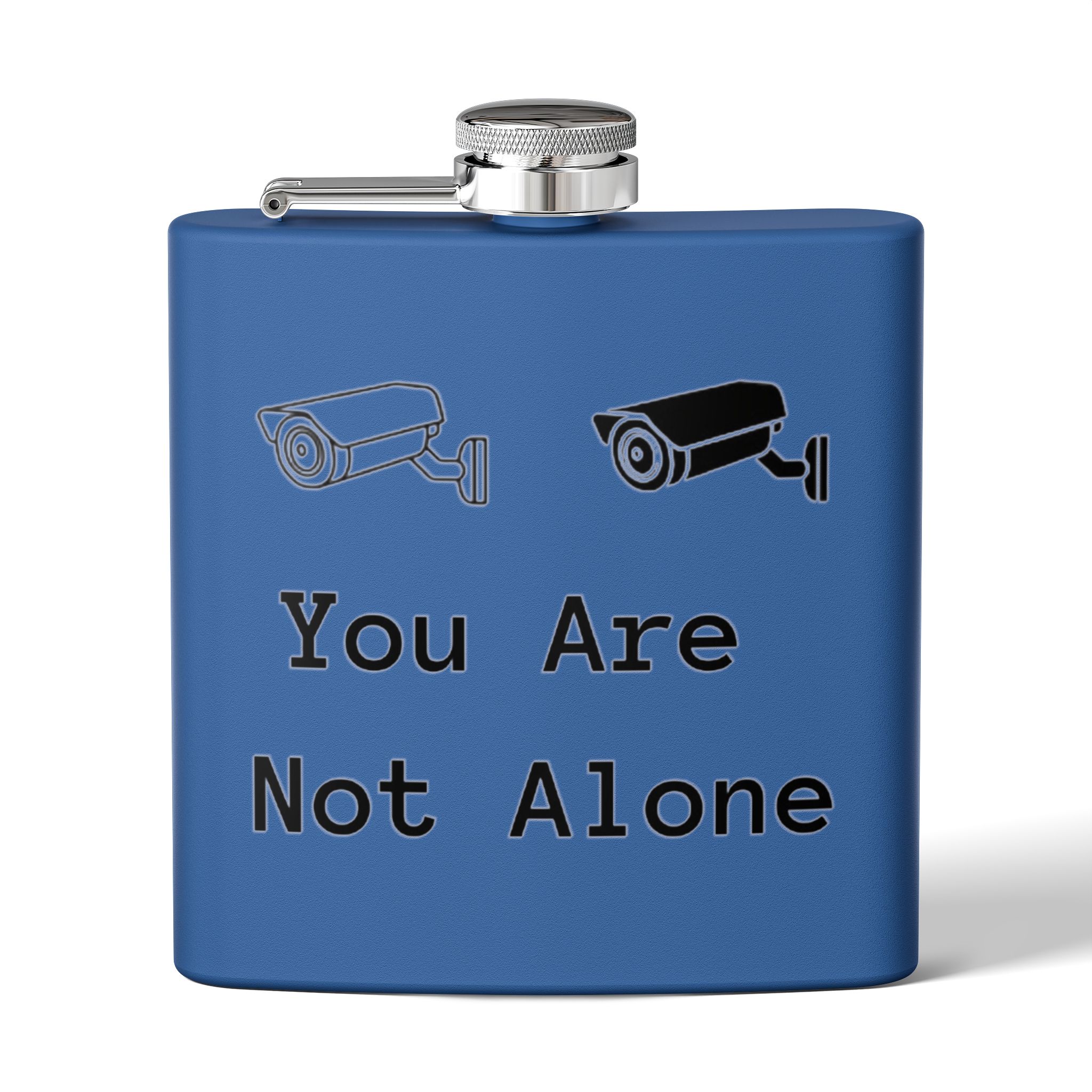 Surveillance Camera "You Are Not Alone" 6oz Stainless Steel Flask - Image 21