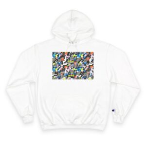 Abstract Street Art Champion Hoodie — Colorful Geometric Collage Print