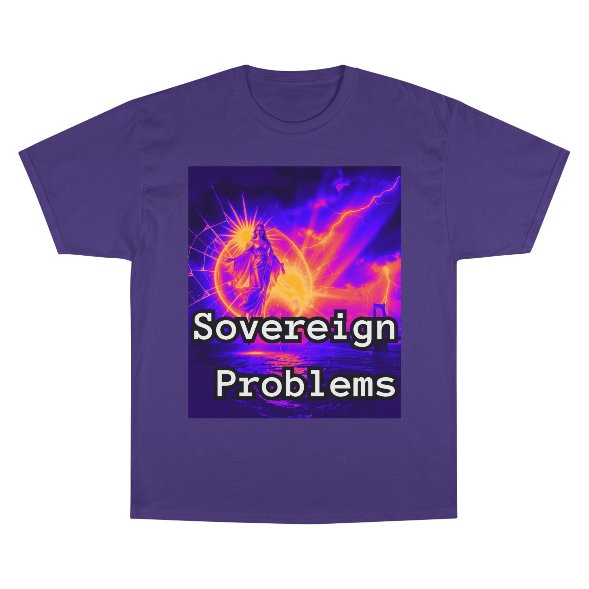 Sovereign Problems Champion T-Shirt — Neon Angel Graphic Tee - Image 10