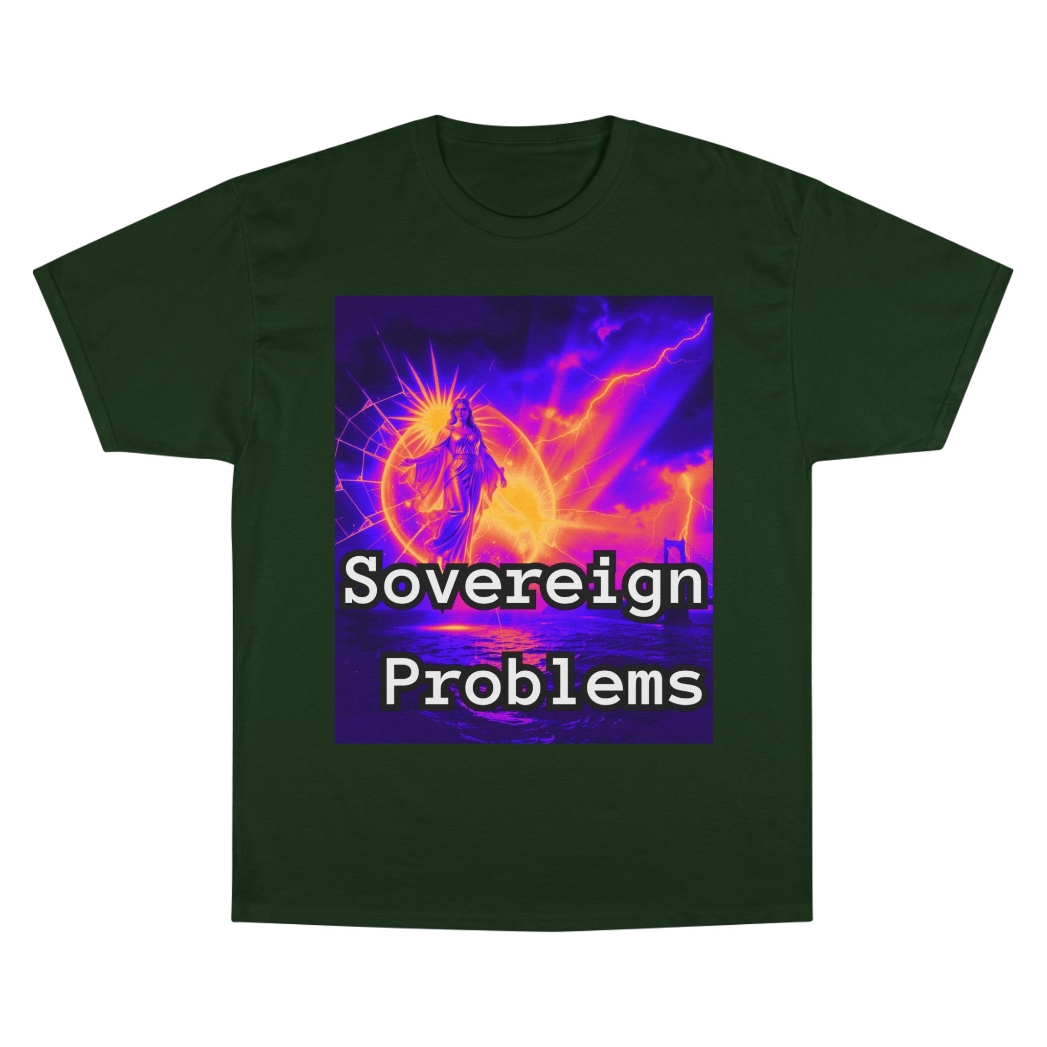 Sovereign Problems Champion T-Shirt — Neon Angel Graphic Tee - Image 11