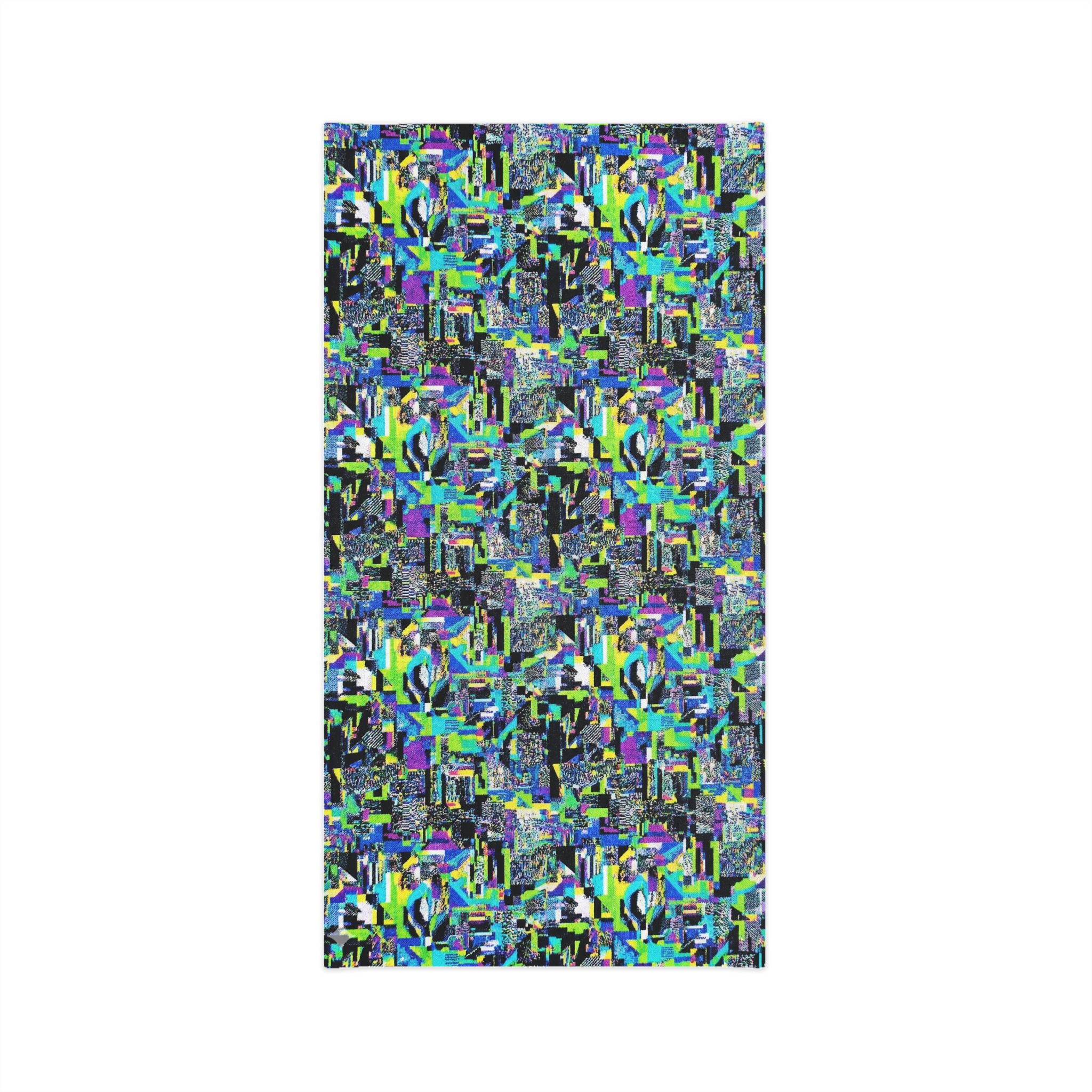 Abstract Neon Geo Neck Gaiter — Blue Green Patterned Face Scarf - Image 2
