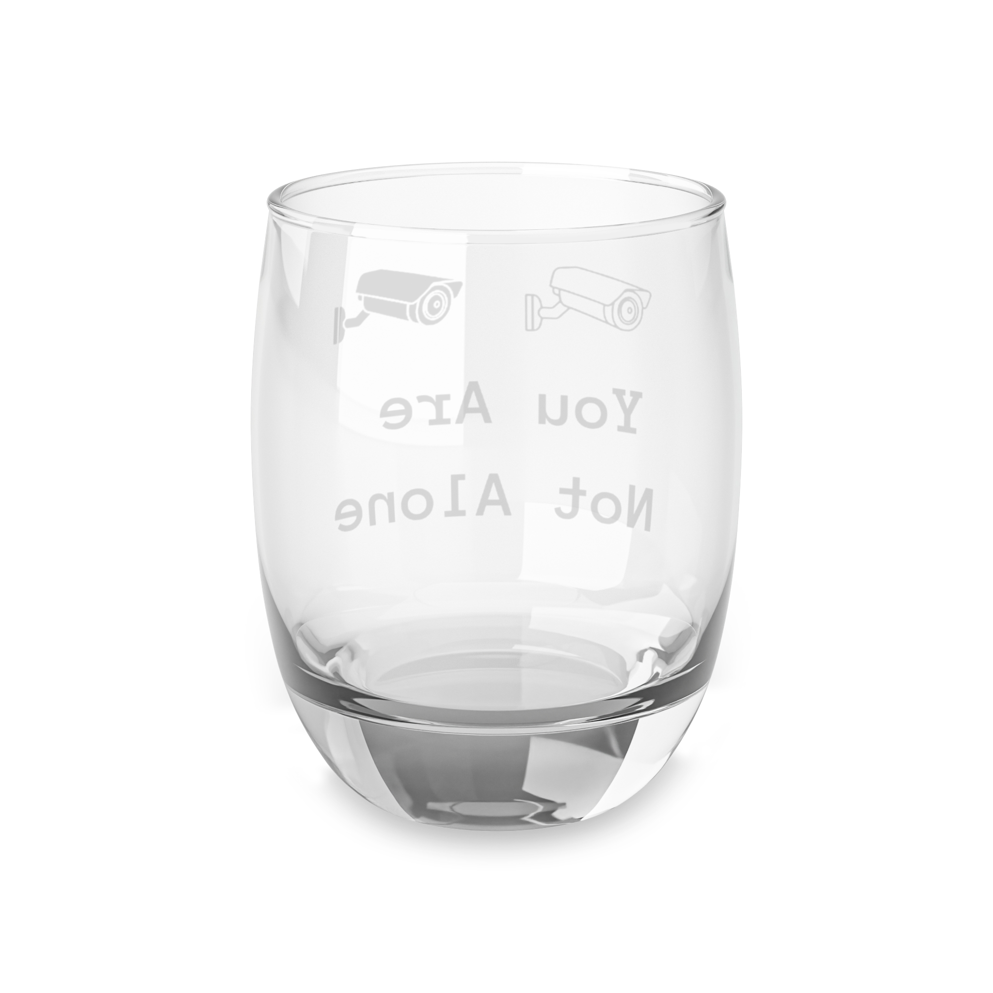 You Are Not Alone Whiskey Glass — Surveillance Camera Novelty Rocks Glass - Image 3