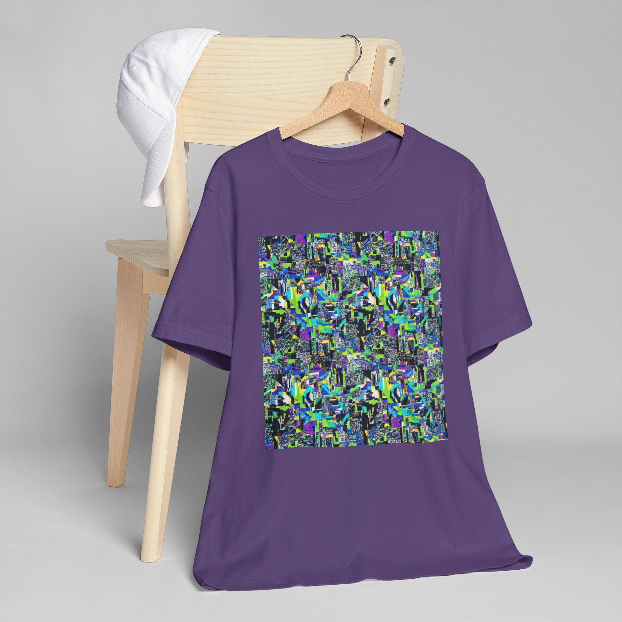 Abstract Neon Mosaic T-Shirt — Colorful Geometric Art Tee - Image 43