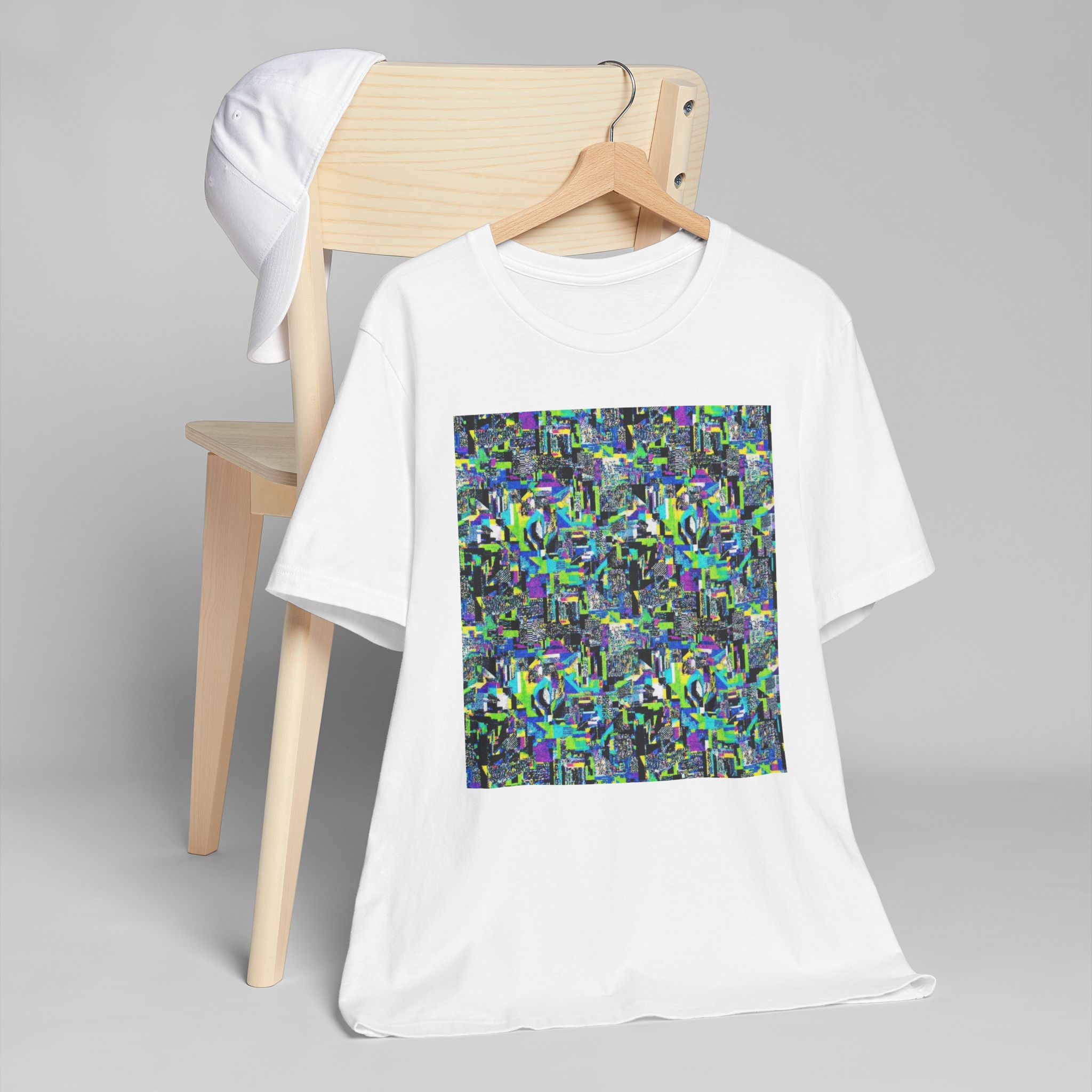 Abstract Neon Mosaic T-Shirt — Colorful Geometric Art Tee - Image 7