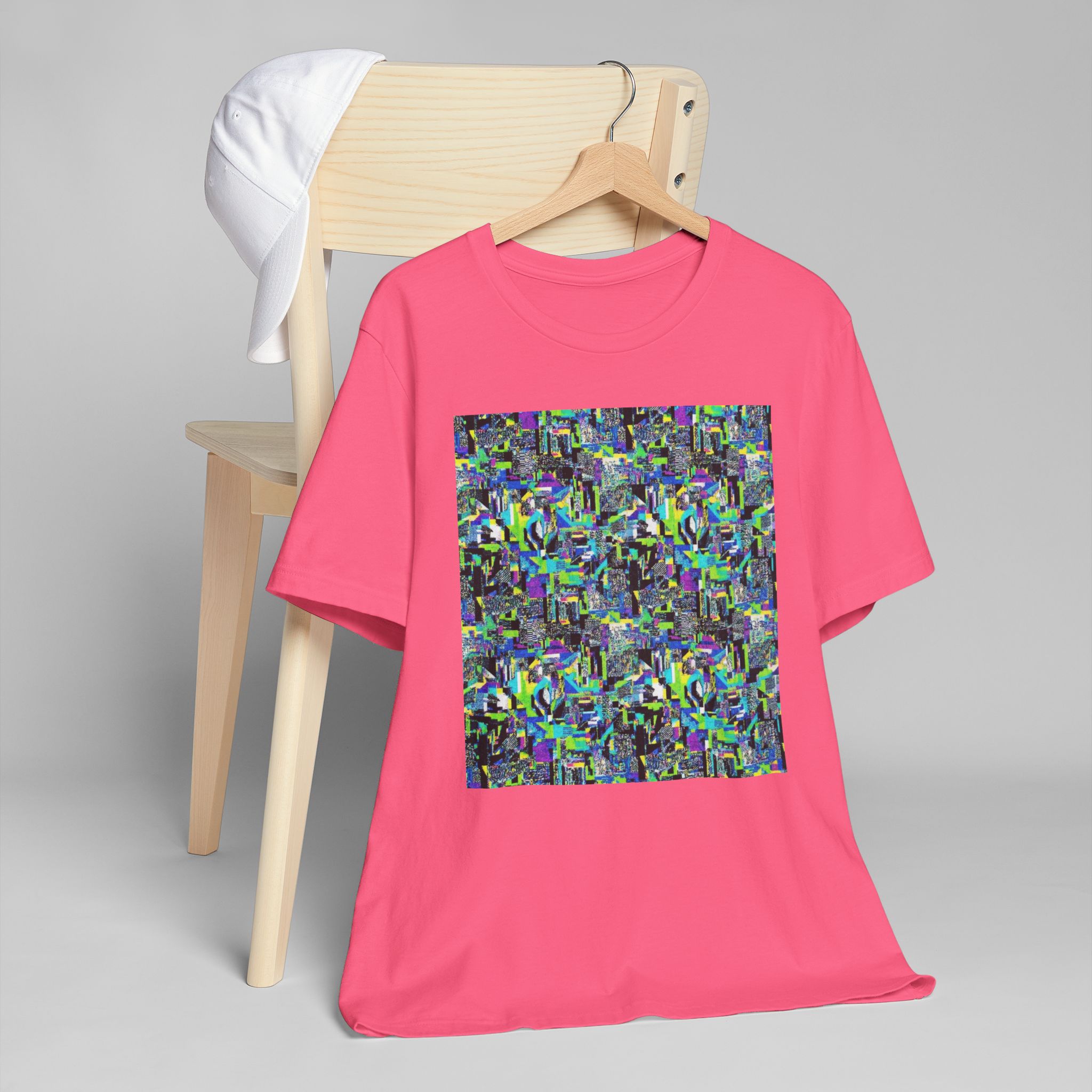 Abstract Neon Mosaic T-Shirt — Colorful Geometric Art Tee - Image 47