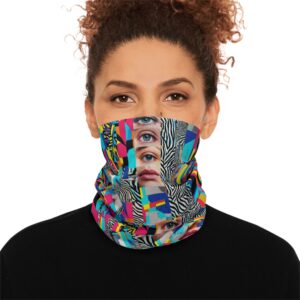 Colorful Abstract Face Pattern Neck Gaiter – Winter Drawstring Tube Scarf
