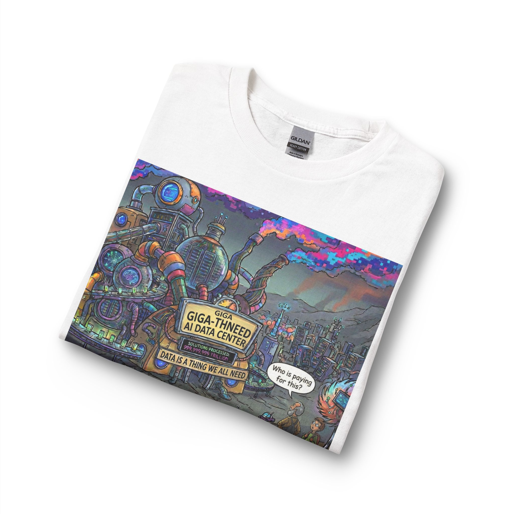Long Sleeve T-Shirt — Retro Sci‑Fi 'Who is Paying for This AI Data Center' Graphic - Image 7