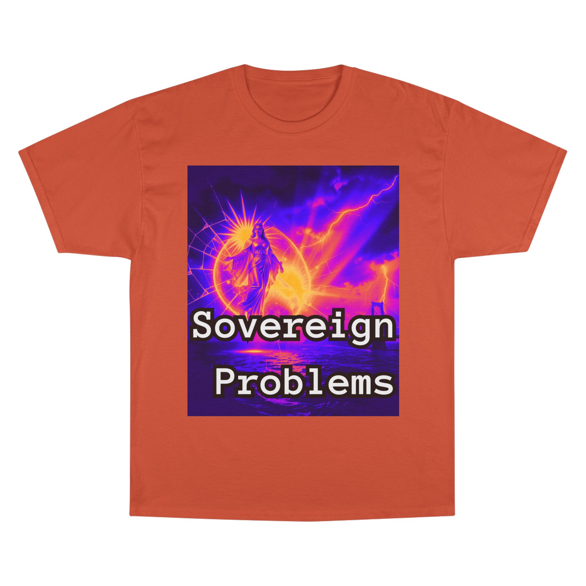 Sovereign Problems Champion T-Shirt — Neon Angel Graphic Tee - Image 9