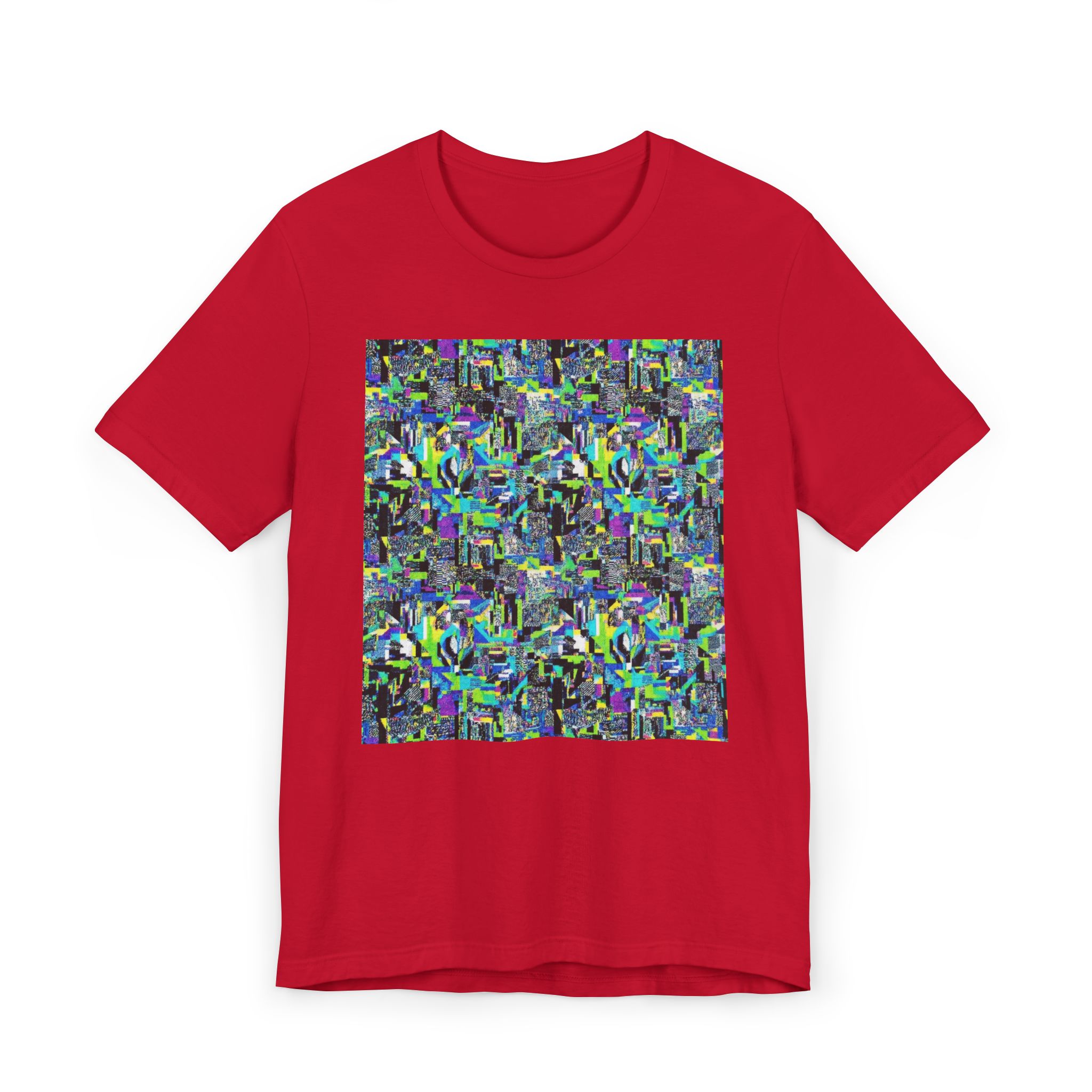 Abstract Neon Mosaic T-Shirt — Colorful Geometric Art Tee - Image 49