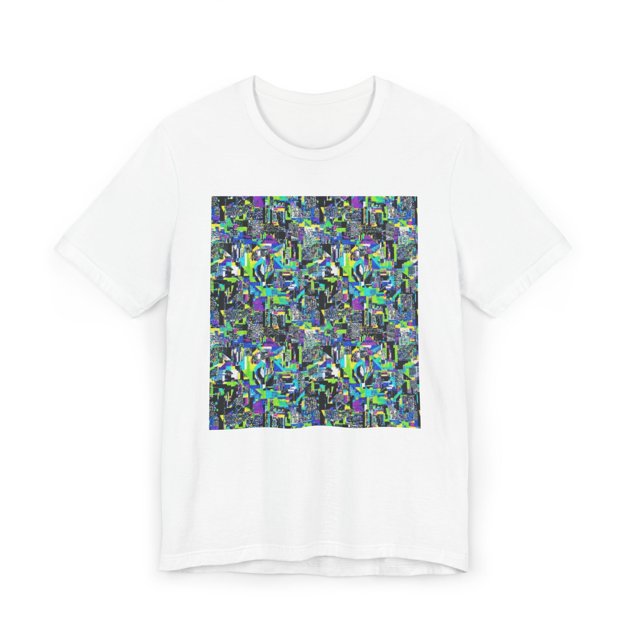 Abstract Neon Mosaic T-Shirt — Colorful Geometric Art Tee - Image 5