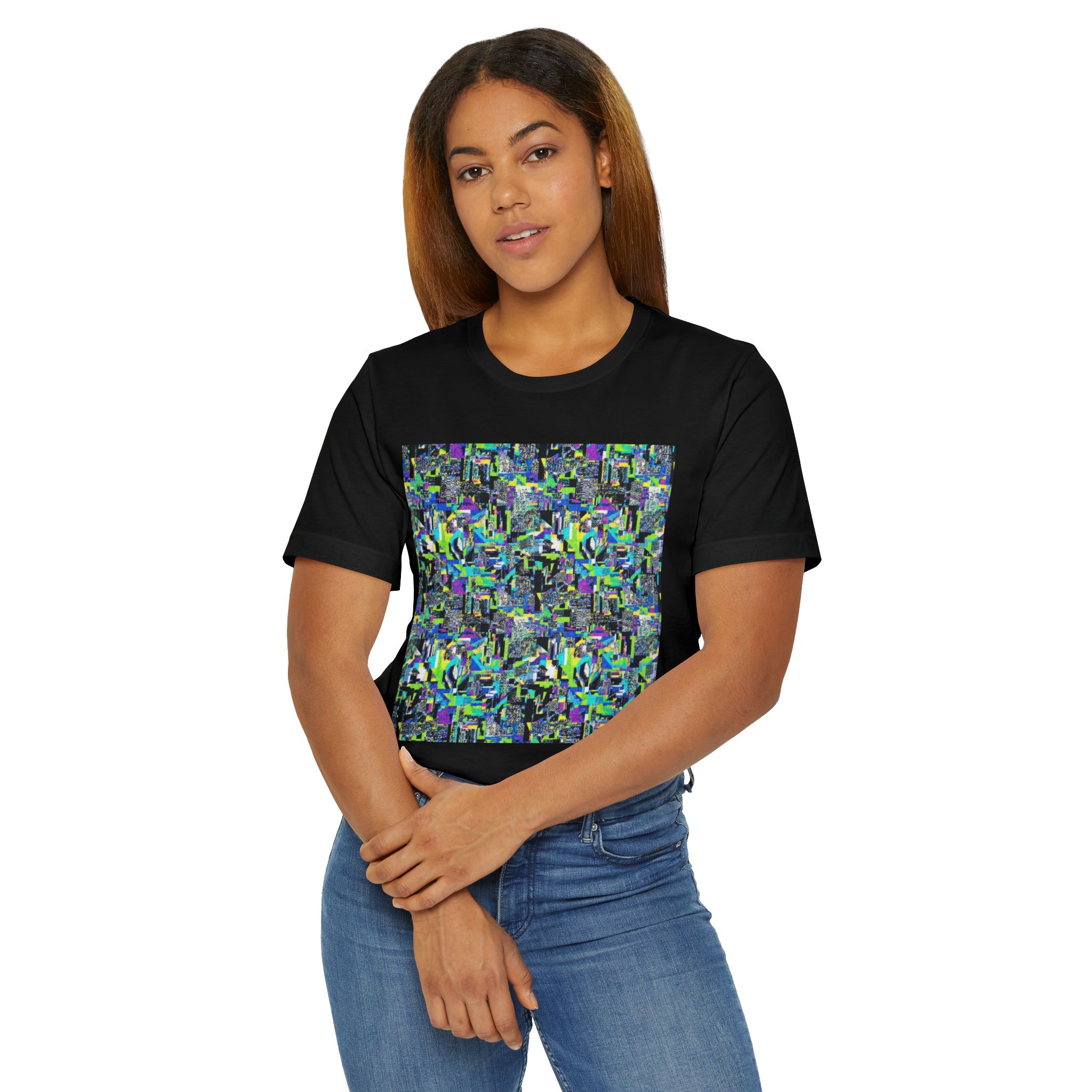 Abstract Neon Mosaic T-Shirt — Colorful Geometric Art Tee - Image 16