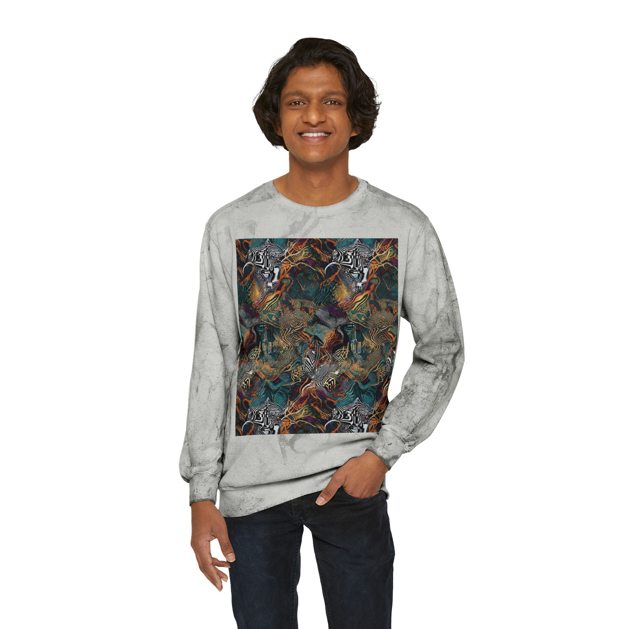 Marbled Abstract Crewneck Sweatshirt - Image 3
