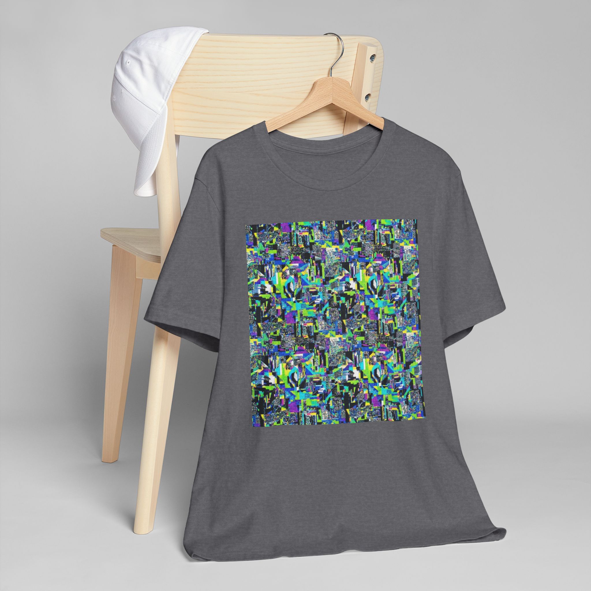 Abstract Neon Mosaic T-Shirt — Colorful Geometric Art Tee - Image 35