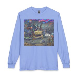 Long Sleeve T-Shirt — Retro Sci‑Fi 'Who is Paying for This AI Data Center' Graphic