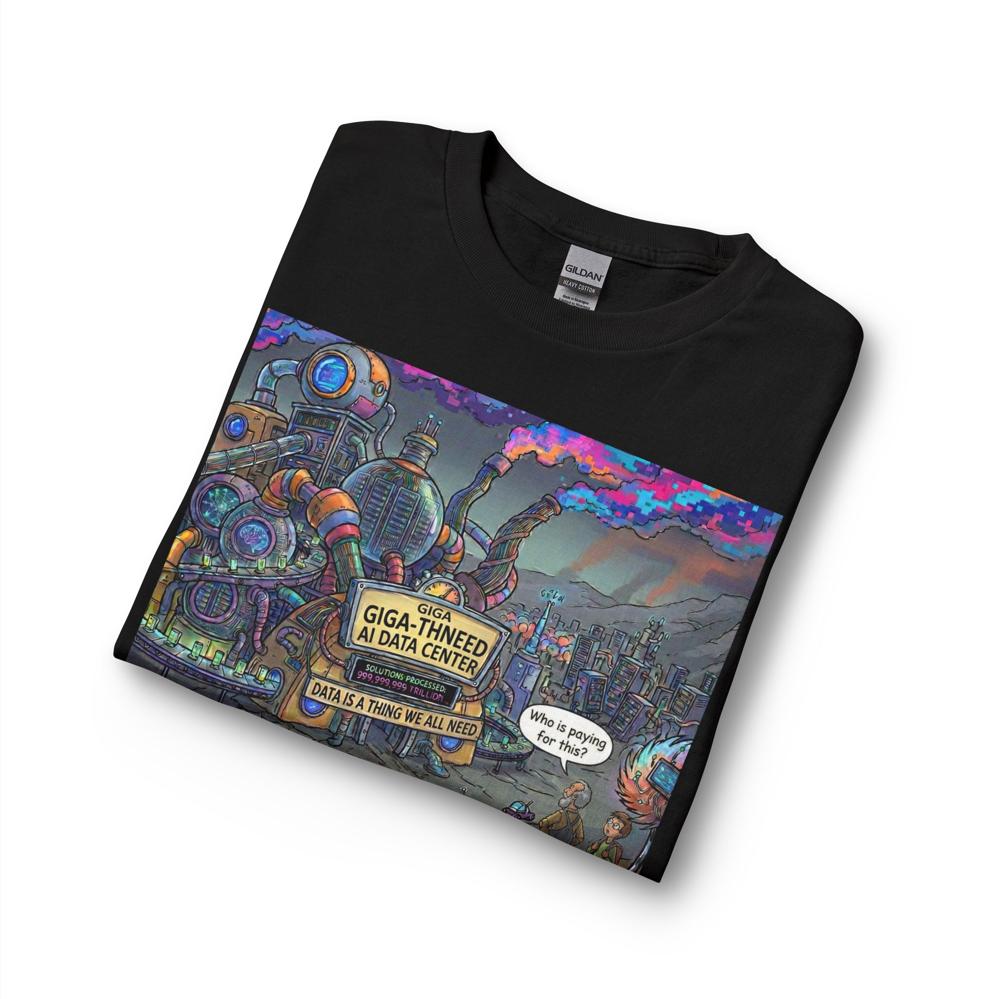 Long Sleeve T-Shirt — Retro Sci‑Fi 'Who is Paying for This AI Data Center' Graphic - Image 11