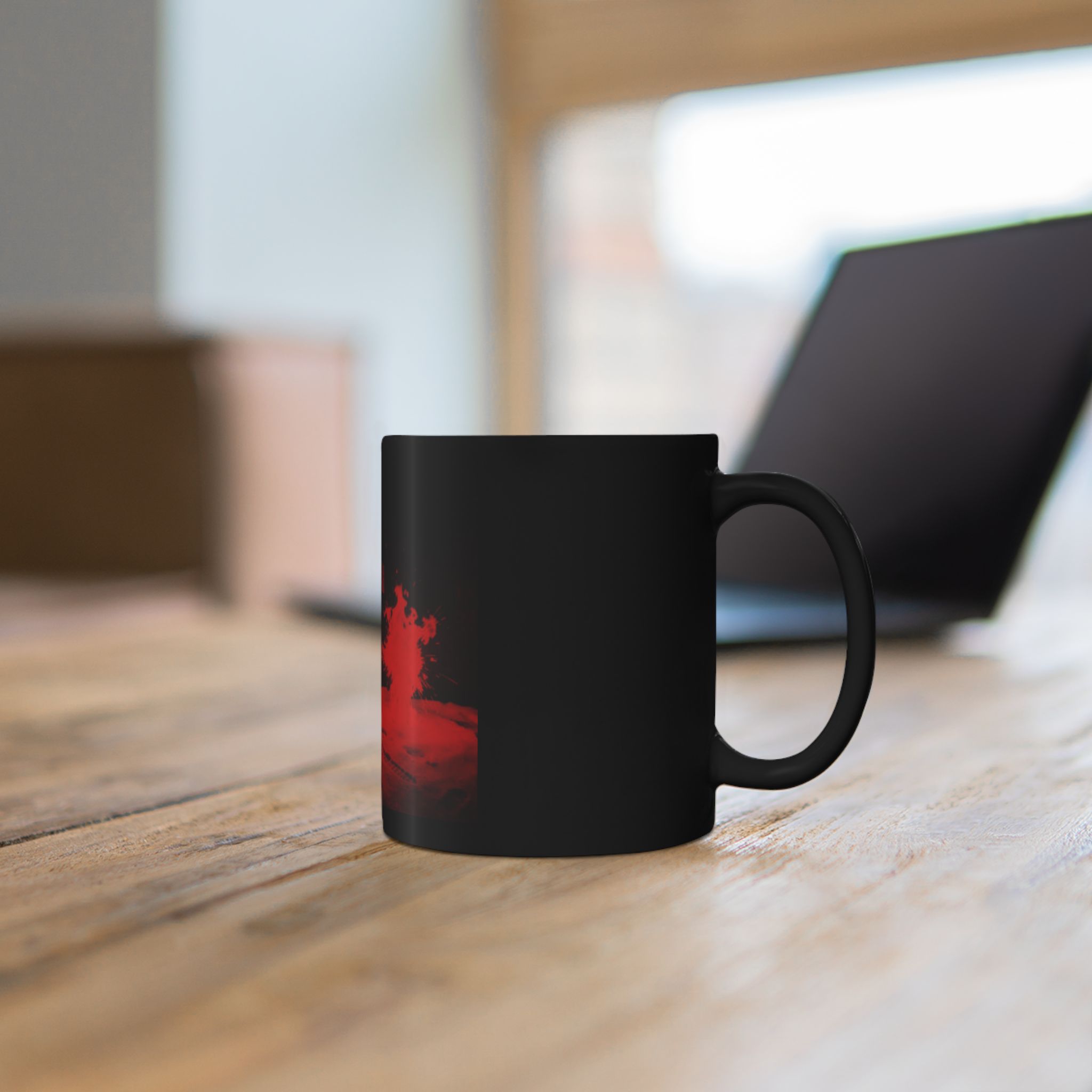 Victory At Any Cost Black Mug — Red Smoke Graphic Coffee Cup - Image 8