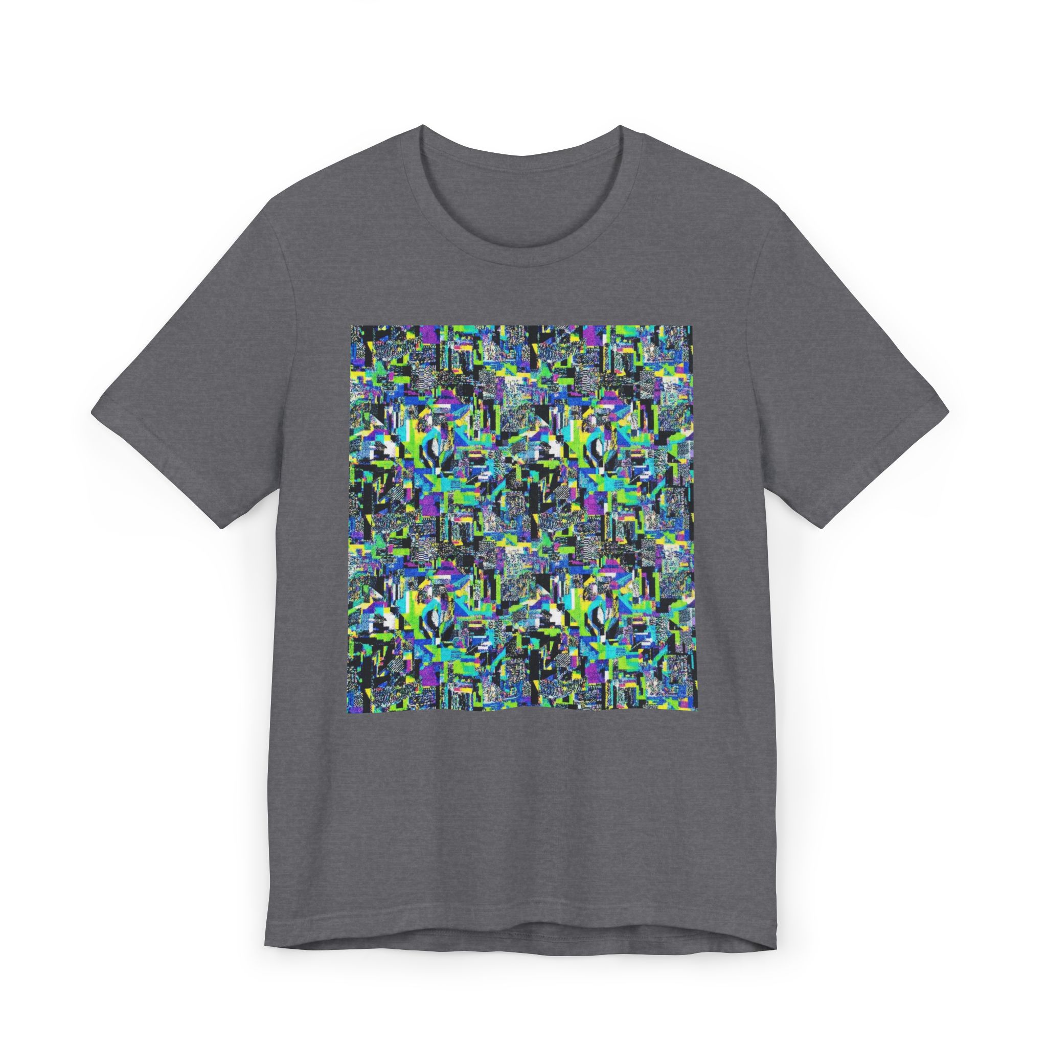 Abstract Neon Mosaic T-Shirt — Colorful Geometric Art Tee - Image 33